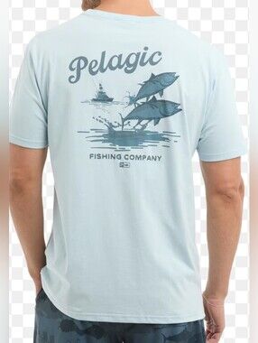 Pelagic Light Blue Fishing Company Graphic Tee
